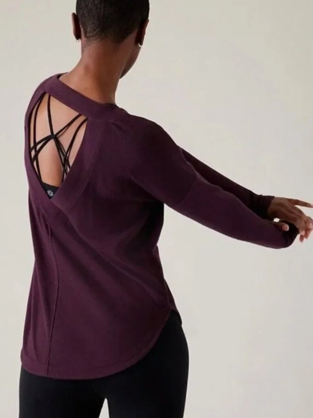 ATHLETA Presence Sweatshirt Open Back Spiced Cabaret M Medium